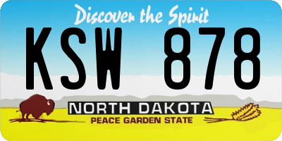 ND license plate KSW878