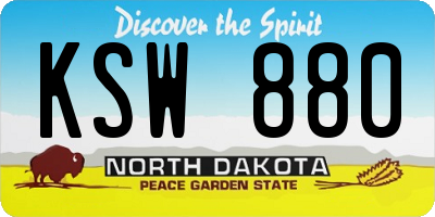 ND license plate KSW880