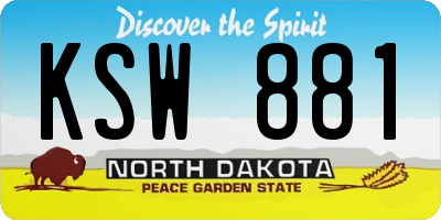 ND license plate KSW881
