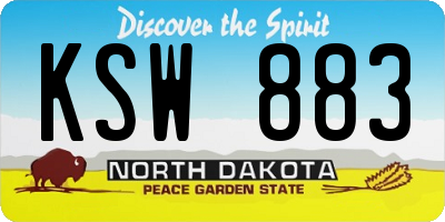 ND license plate KSW883