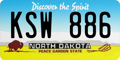 ND license plate KSW886