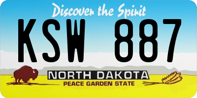 ND license plate KSW887
