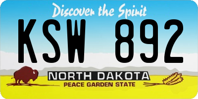 ND license plate KSW892