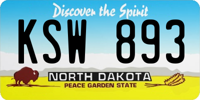 ND license plate KSW893