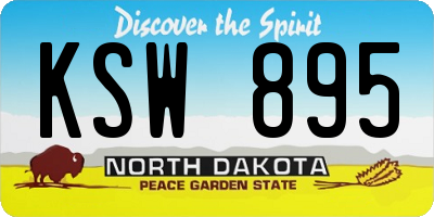 ND license plate KSW895