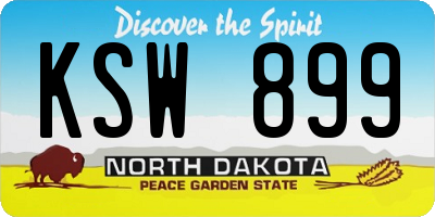 ND license plate KSW899