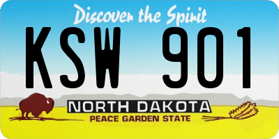 ND license plate KSW901