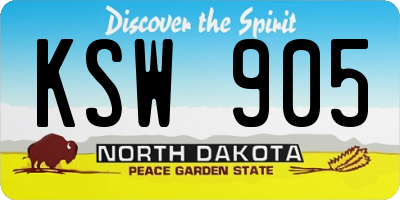 ND license plate KSW905