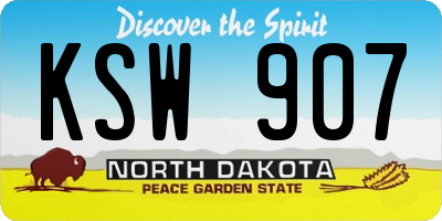 ND license plate KSW907