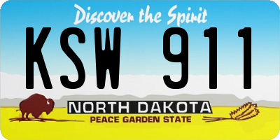 ND license plate KSW911