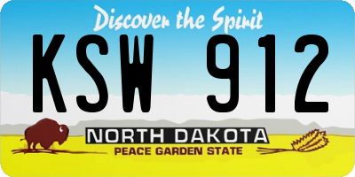 ND license plate KSW912