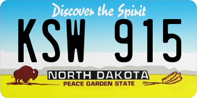 ND license plate KSW915