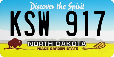 ND license plate KSW917