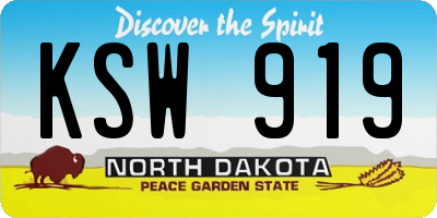 ND license plate KSW919