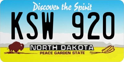 ND license plate KSW920