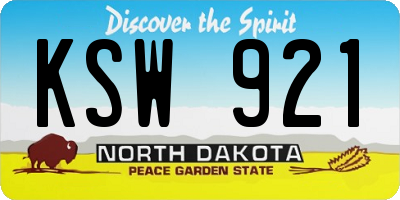 ND license plate KSW921