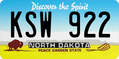ND license plate KSW922