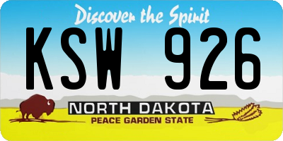 ND license plate KSW926