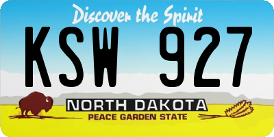 ND license plate KSW927