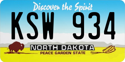 ND license plate KSW934