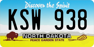 ND license plate KSW938