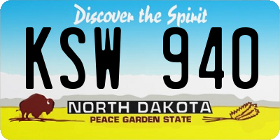 ND license plate KSW940