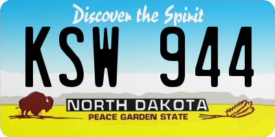 ND license plate KSW944