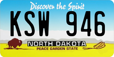 ND license plate KSW946
