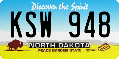 ND license plate KSW948