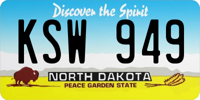 ND license plate KSW949
