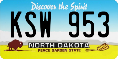 ND license plate KSW953