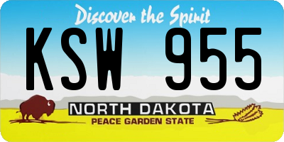 ND license plate KSW955