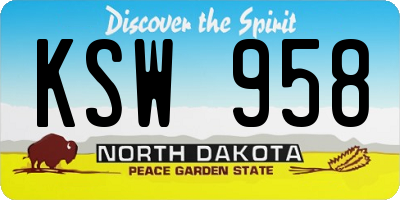 ND license plate KSW958