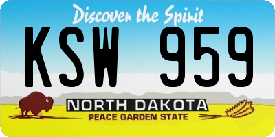 ND license plate KSW959