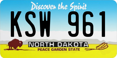 ND license plate KSW961