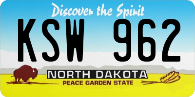ND license plate KSW962
