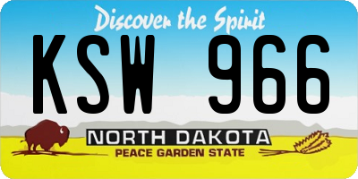 ND license plate KSW966
