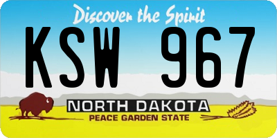 ND license plate KSW967