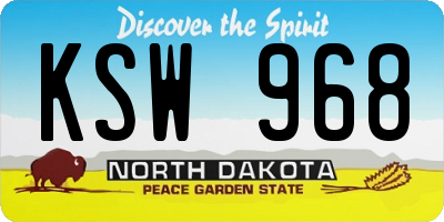 ND license plate KSW968