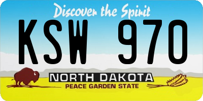 ND license plate KSW970