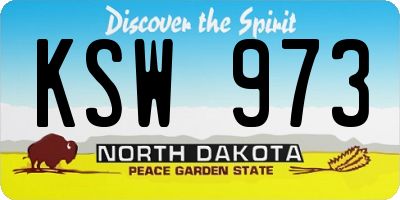 ND license plate KSW973
