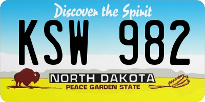 ND license plate KSW982