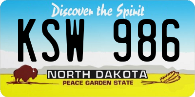 ND license plate KSW986