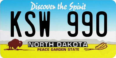 ND license plate KSW990