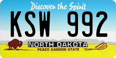 ND license plate KSW992