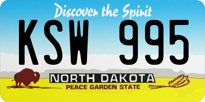 ND license plate KSW995
