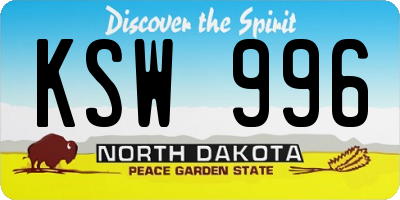 ND license plate KSW996