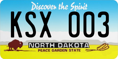 ND license plate KSX003