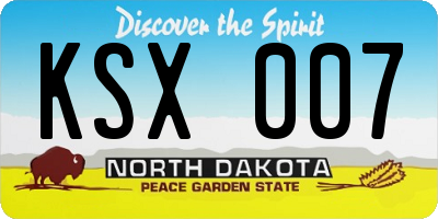 ND license plate KSX007