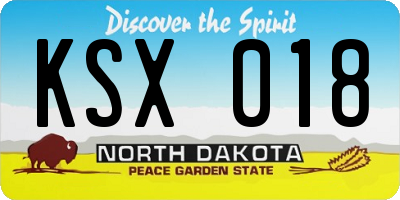 ND license plate KSX018